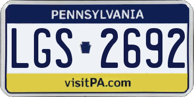 PA license plate LGS2692