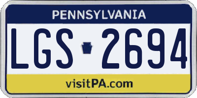 PA license plate LGS2694