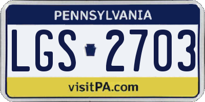 PA license plate LGS2703