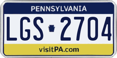 PA license plate LGS2704