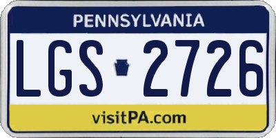 PA license plate LGS2726