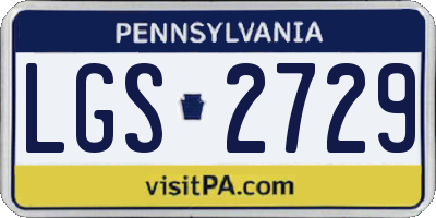 PA license plate LGS2729