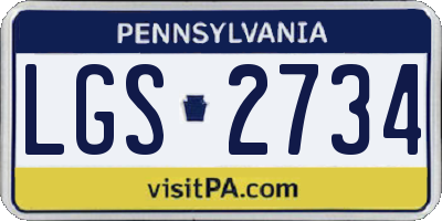PA license plate LGS2734