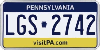 PA license plate LGS2742