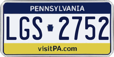PA license plate LGS2752