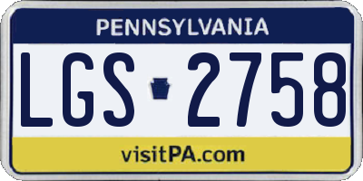 PA license plate LGS2758
