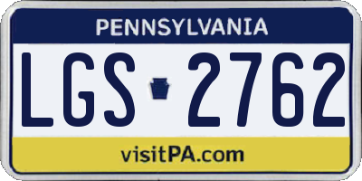 PA license plate LGS2762