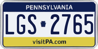 PA license plate LGS2765