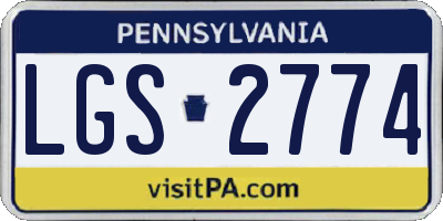 PA license plate LGS2774