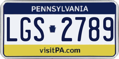 PA license plate LGS2789