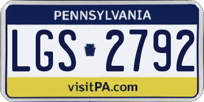 PA license plate LGS2792