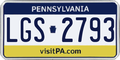 PA license plate LGS2793