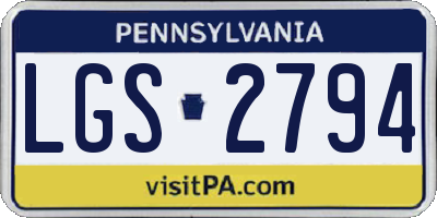 PA license plate LGS2794