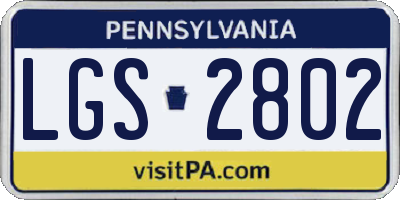 PA license plate LGS2802