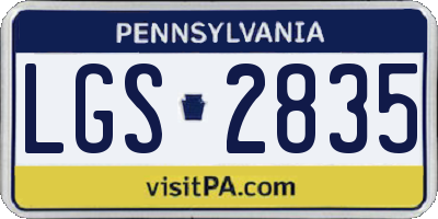 PA license plate LGS2835