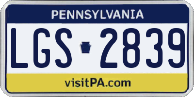 PA license plate LGS2839