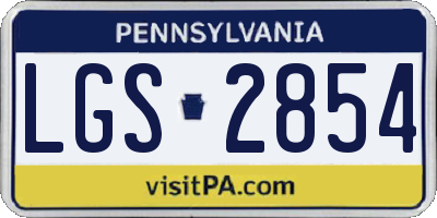 PA license plate LGS2854