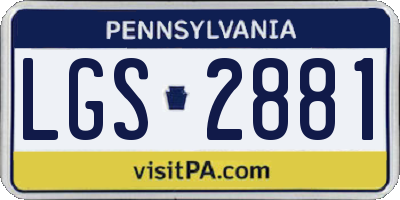 PA license plate LGS2881