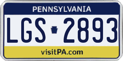 PA license plate LGS2893