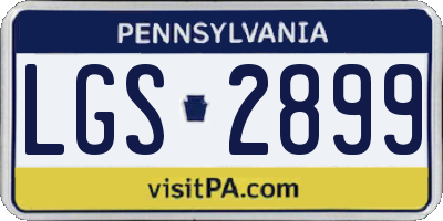 PA license plate LGS2899