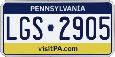 PA license plate LGS2905