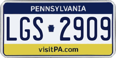 PA license plate LGS2909