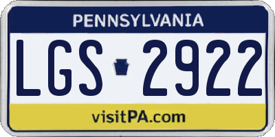 PA license plate LGS2922