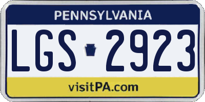 PA license plate LGS2923