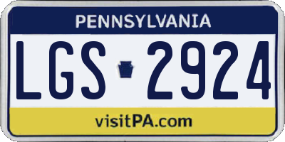PA license plate LGS2924