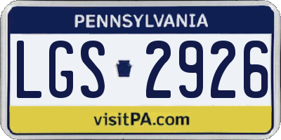 PA license plate LGS2926