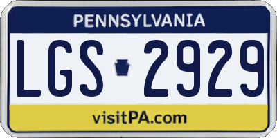 PA license plate LGS2929