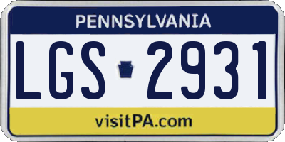 PA license plate LGS2931