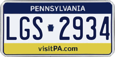 PA license plate LGS2934