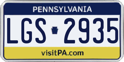 PA license plate LGS2935