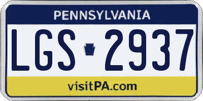 PA license plate LGS2937