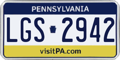 PA license plate LGS2942
