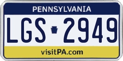 PA license plate LGS2949