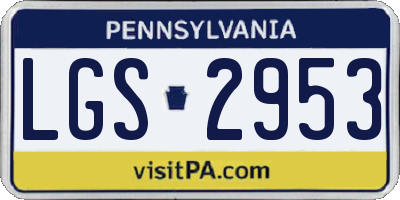 PA license plate LGS2953