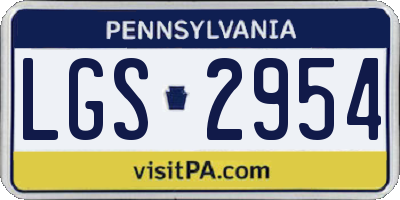 PA license plate LGS2954