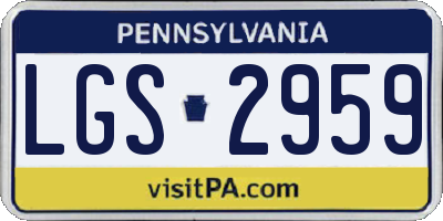 PA license plate LGS2959