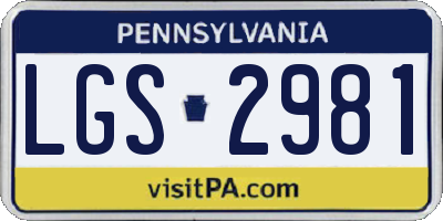 PA license plate LGS2981