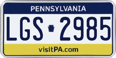 PA license plate LGS2985