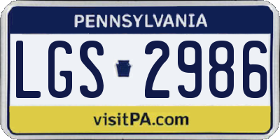 PA license plate LGS2986
