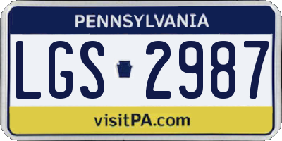 PA license plate LGS2987