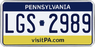 PA license plate LGS2989