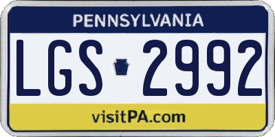 PA license plate LGS2992