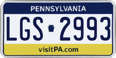 PA license plate LGS2993