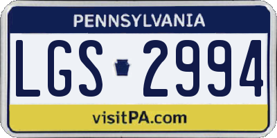 PA license plate LGS2994