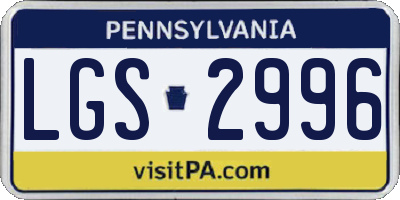 PA license plate LGS2996