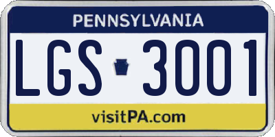 PA license plate LGS3001